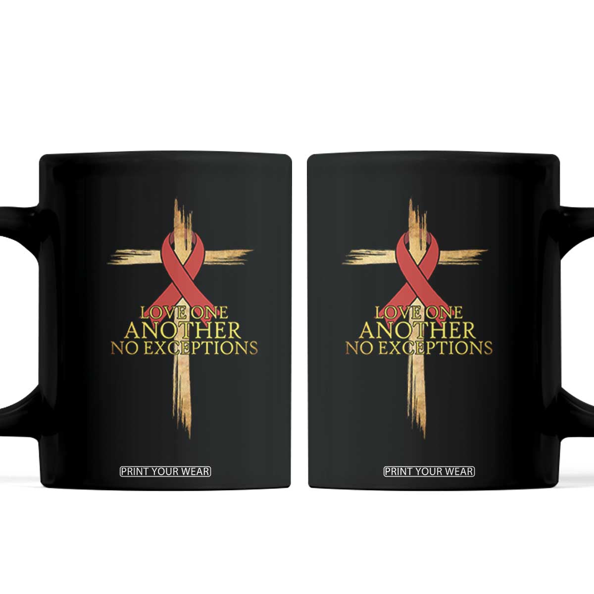 Red Ribbon Christian Coffee Mug Cross Bible Verse TS14 Black Print Your Wear