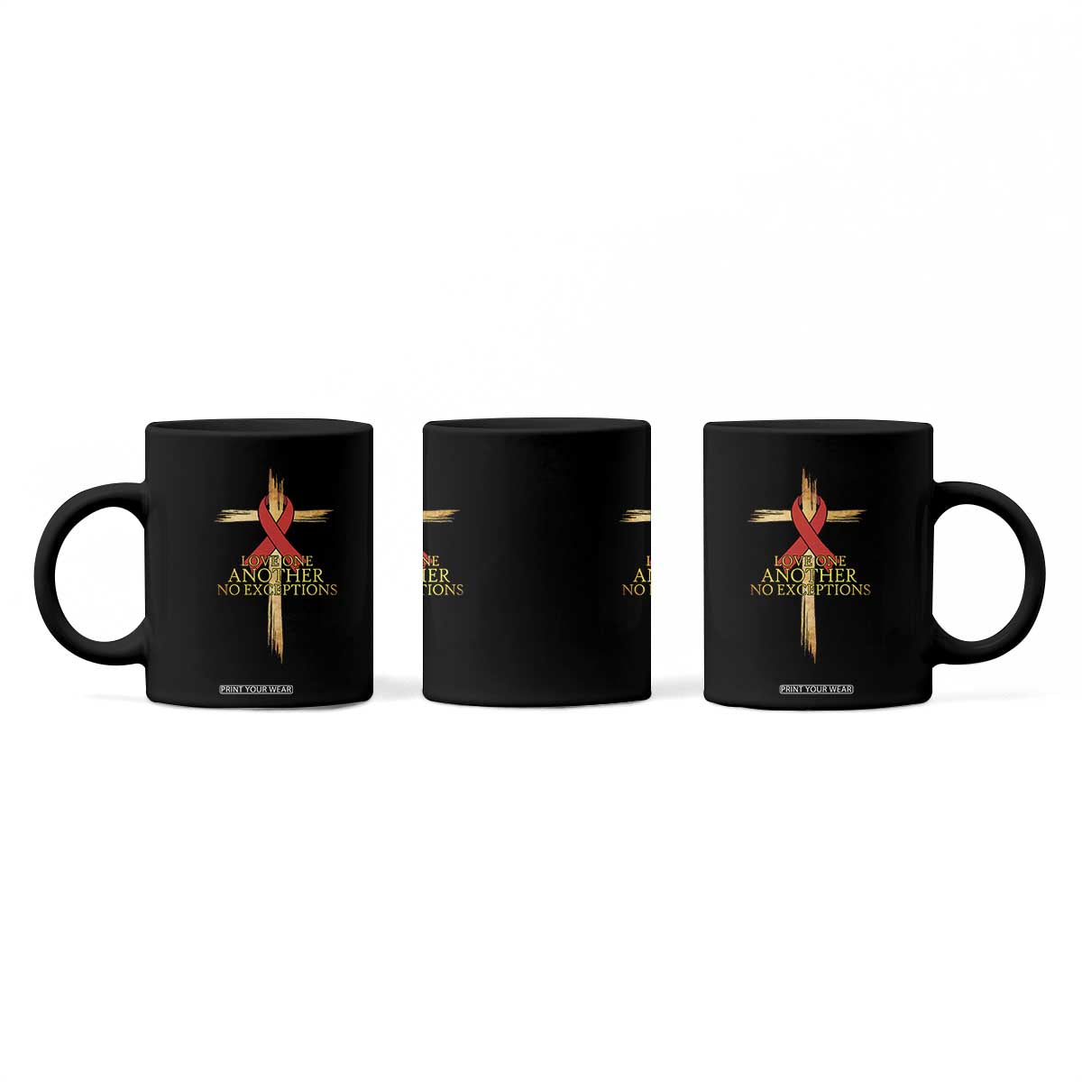 Red Ribbon Christian Coffee Mug Cross Bible Verse TS14 Print Your Wear