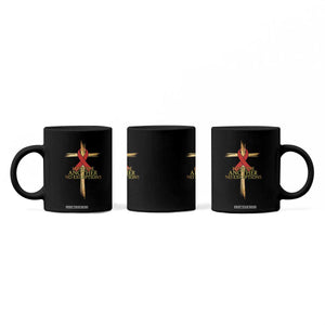 Red Ribbon Christian Coffee Mug Cross Bible Verse TS14 Print Your Wear