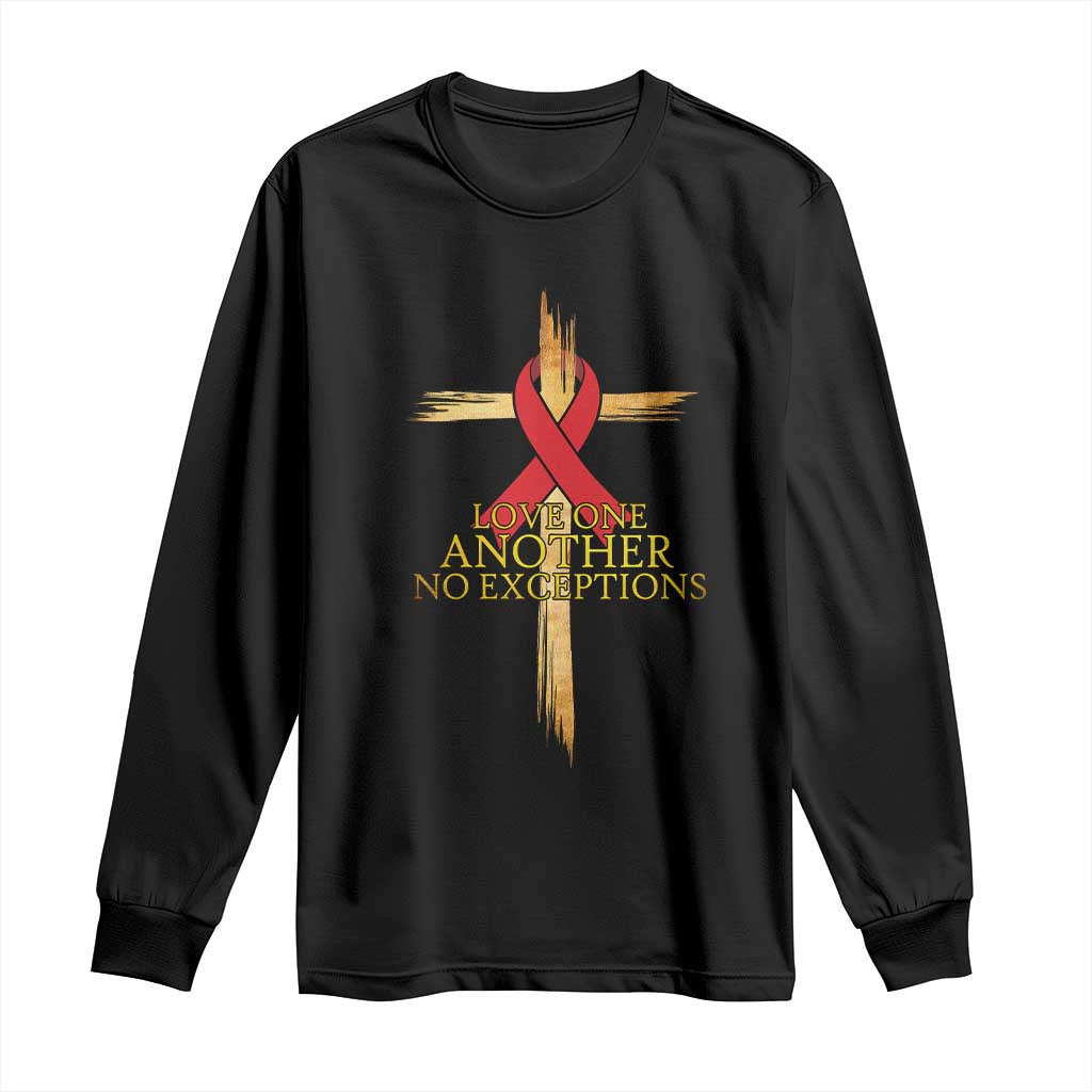Red Ribbon Christian Long Sleeve Shirt Cross Bible Verse TS14 Black Print Your Wear