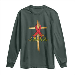 Red Ribbon Christian Long Sleeve Shirt Cross Bible Verse TS14 Dark Forest Green Print Your Wear