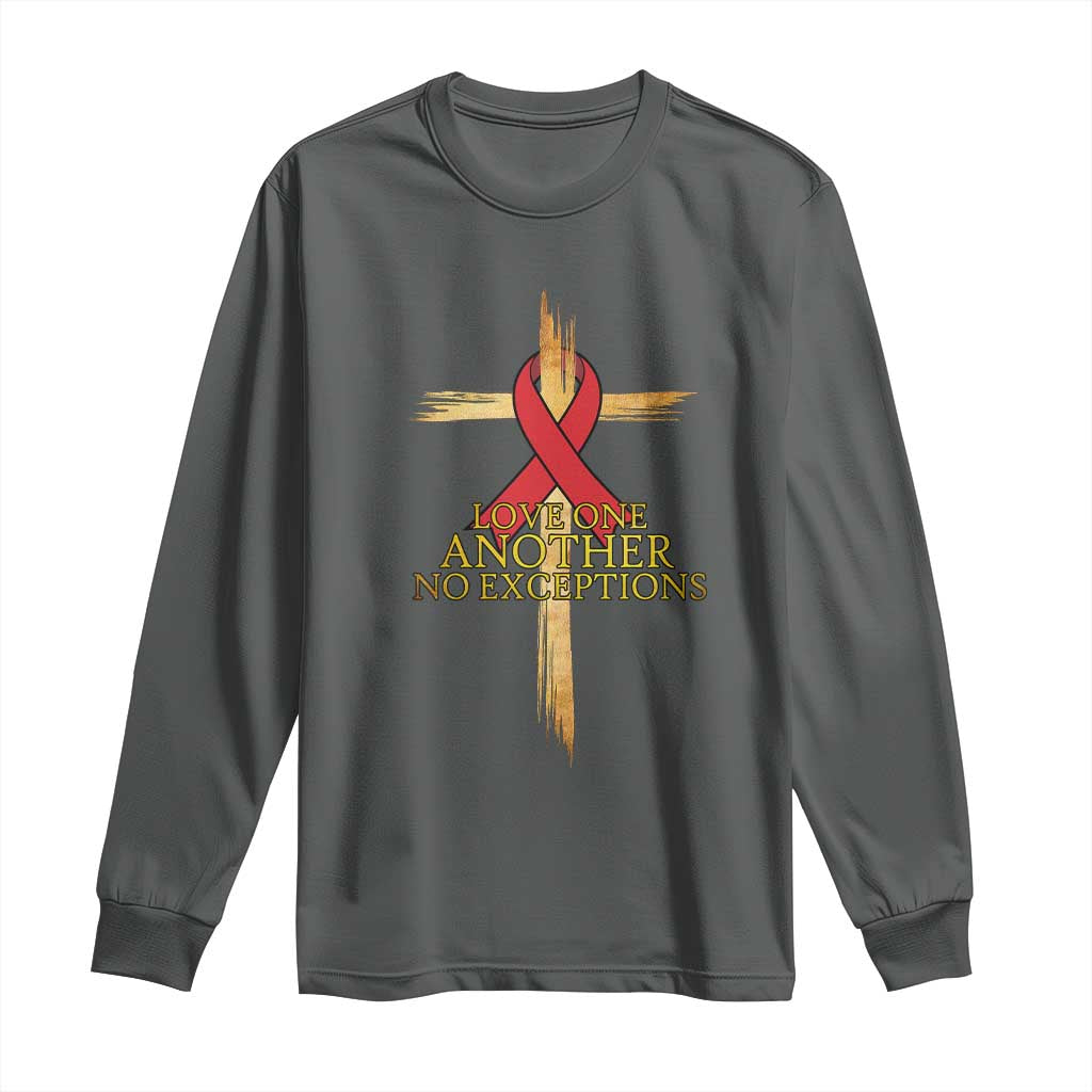 Red Ribbon Christian Long Sleeve Shirt Cross Bible Verse TS14 Dark Heather Print Your Wear