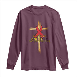 Red Ribbon Christian Long Sleeve Shirt Cross Bible Verse TS14 Maroon Print Your Wear
