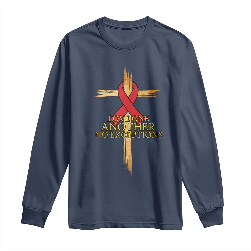 Red Ribbon Christian Long Sleeve Shirt Cross Bible Verse TS14 Navy Print Your Wear
