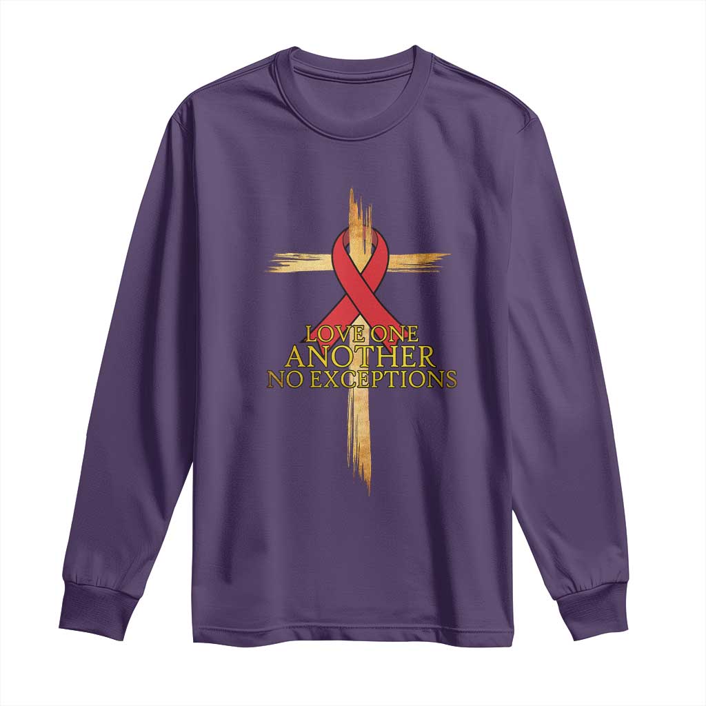 Red Ribbon Christian Long Sleeve Shirt Cross Bible Verse TS14 Purple Print Your Wear