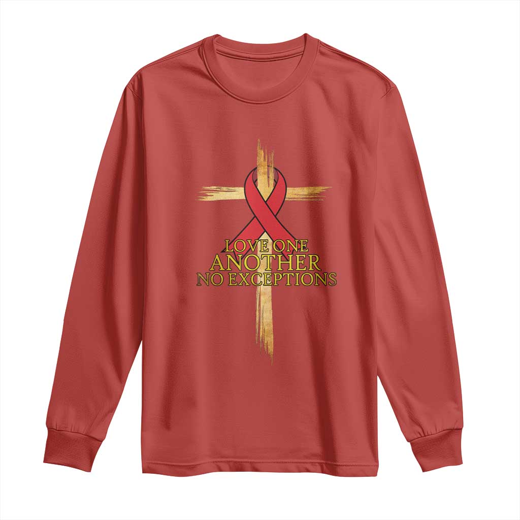 Red Ribbon Christian Long Sleeve Shirt Cross Bible Verse TS14 Red Print Your Wear