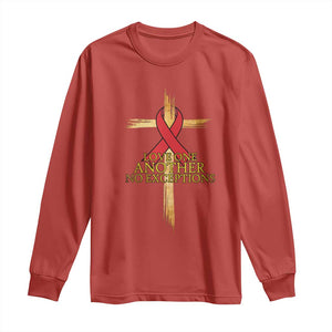 Red Ribbon Christian Long Sleeve Shirt Cross Bible Verse TS14 Red Print Your Wear