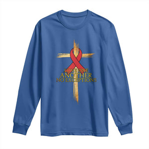Red Ribbon Christian Long Sleeve Shirt Cross Bible Verse TS14 Royal Blue Print Your Wear