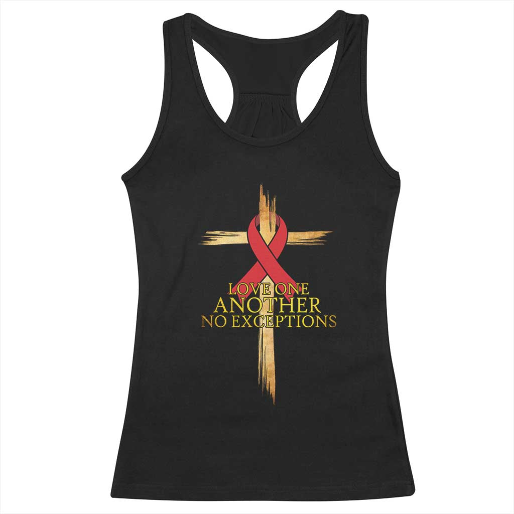 Red Ribbon Christian Racerback Tank Top Cross Bible Verse - Print Your Wear