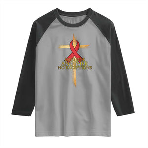 Red Ribbon Christian Raglan Shirt Cross Bible Verse TS14 Sport Gray Black Print Your Wear