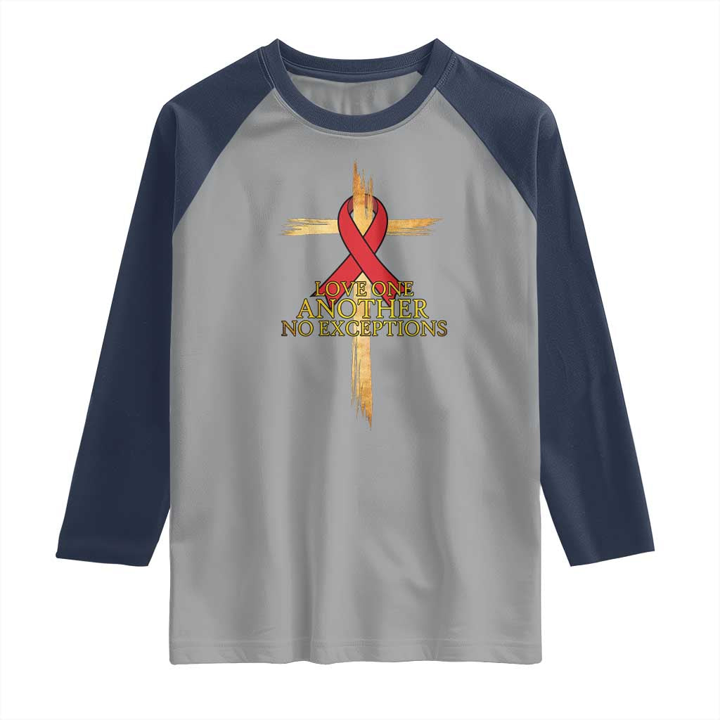 Red Ribbon Christian Raglan Shirt Cross Bible Verse TS14 Sport Gray Navy Print Your Wear