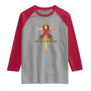 Red Ribbon Christian Raglan Shirt Cross Bible Verse TS14 Sport Gray Red Print Your Wear