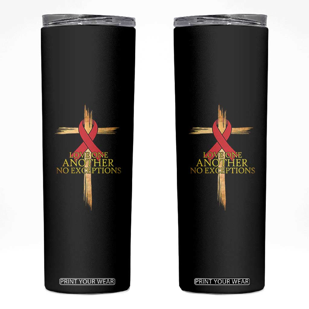 Red Ribbon Christian Skinny Tumbler Cross Bible Verse TS14 Black Print Your Wear