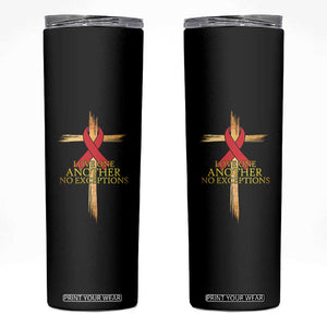 Red Ribbon Christian Skinny Tumbler Cross Bible Verse TS14 Black Print Your Wear