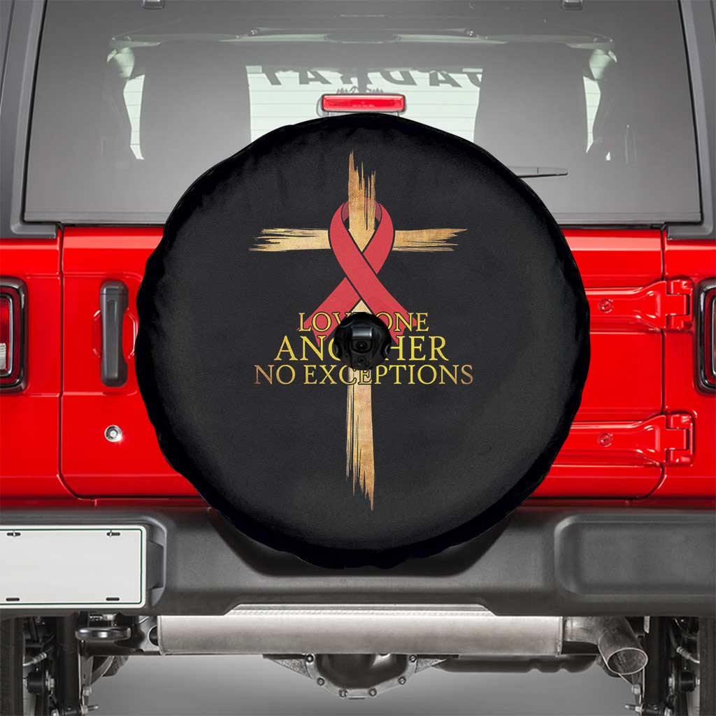 Red Ribbon Christian Spare Tire Cover Cross Bible Verse TS14 Black Print Your Wear