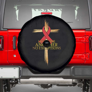 Red Ribbon Christian Spare Tire Cover Cross Bible Verse TS14 Black Print Your Wear