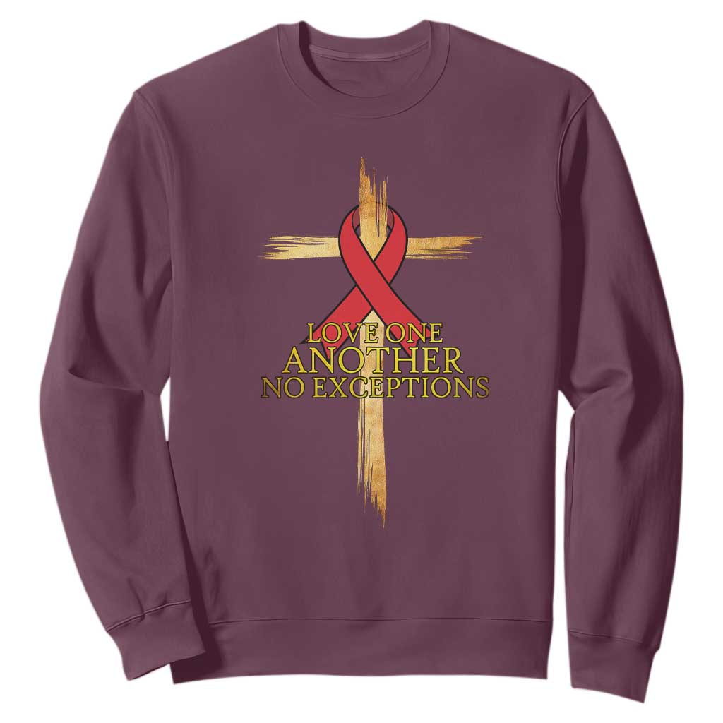 Red Ribbon Christian Sweatshirt Cross Bible Verse TS14 Maroon Print Your Wear