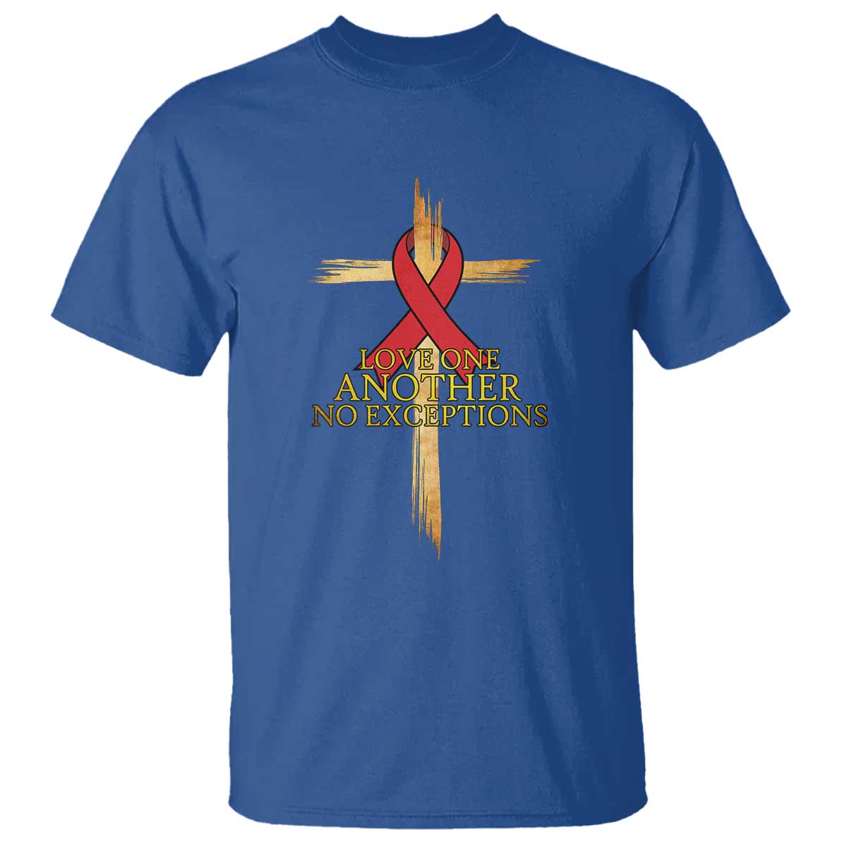 Red Ribbon Christian T Shirt Cross Bible Verse TS14 Royal Blue Print Your Wear