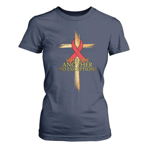 Red Ribbon Christian T Shirt For Women Cross Bible Verse TS14 Navy Print Your Wear