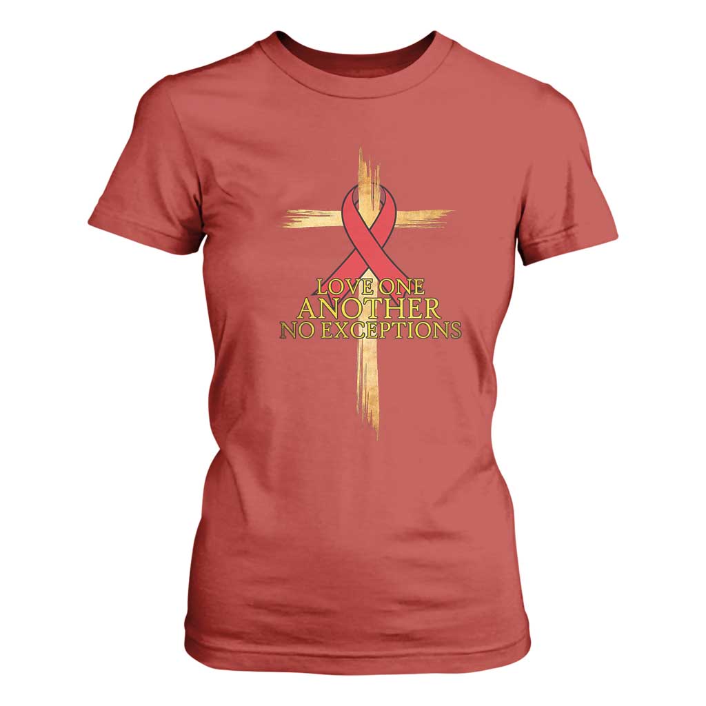 Red Ribbon Christian T Shirt For Women Cross Bible Verse TS14 Red Print Your Wear