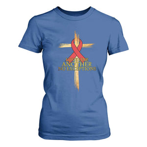 Red Ribbon Christian T Shirt For Women Cross Bible Verse TS14 Royal Blue Print Your Wear