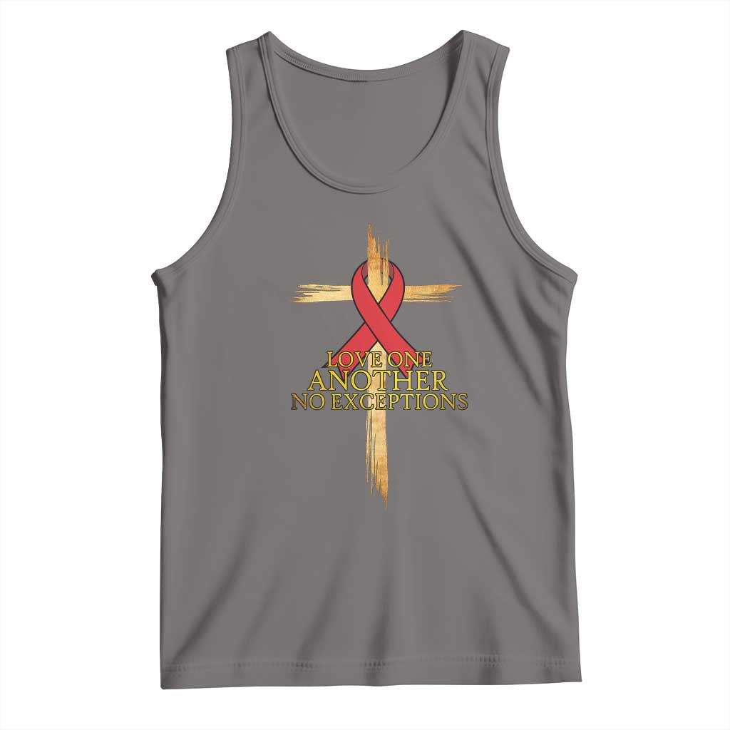 Red Ribbon Christian Tank Top Cross Bible Verse TS14 Deep Heather Print Your Wear