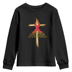 Red Ribbon Christian Youth Sweatshirt Cross Bible Verse TS14 Black Print Your Wear