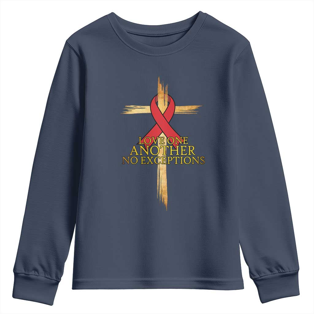 Red Ribbon Christian Youth Sweatshirt Cross Bible Verse TS14 Navy Print Your Wear