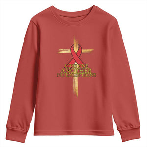 Red Ribbon Christian Youth Sweatshirt Cross Bible Verse TS14 Red Print Your Wear