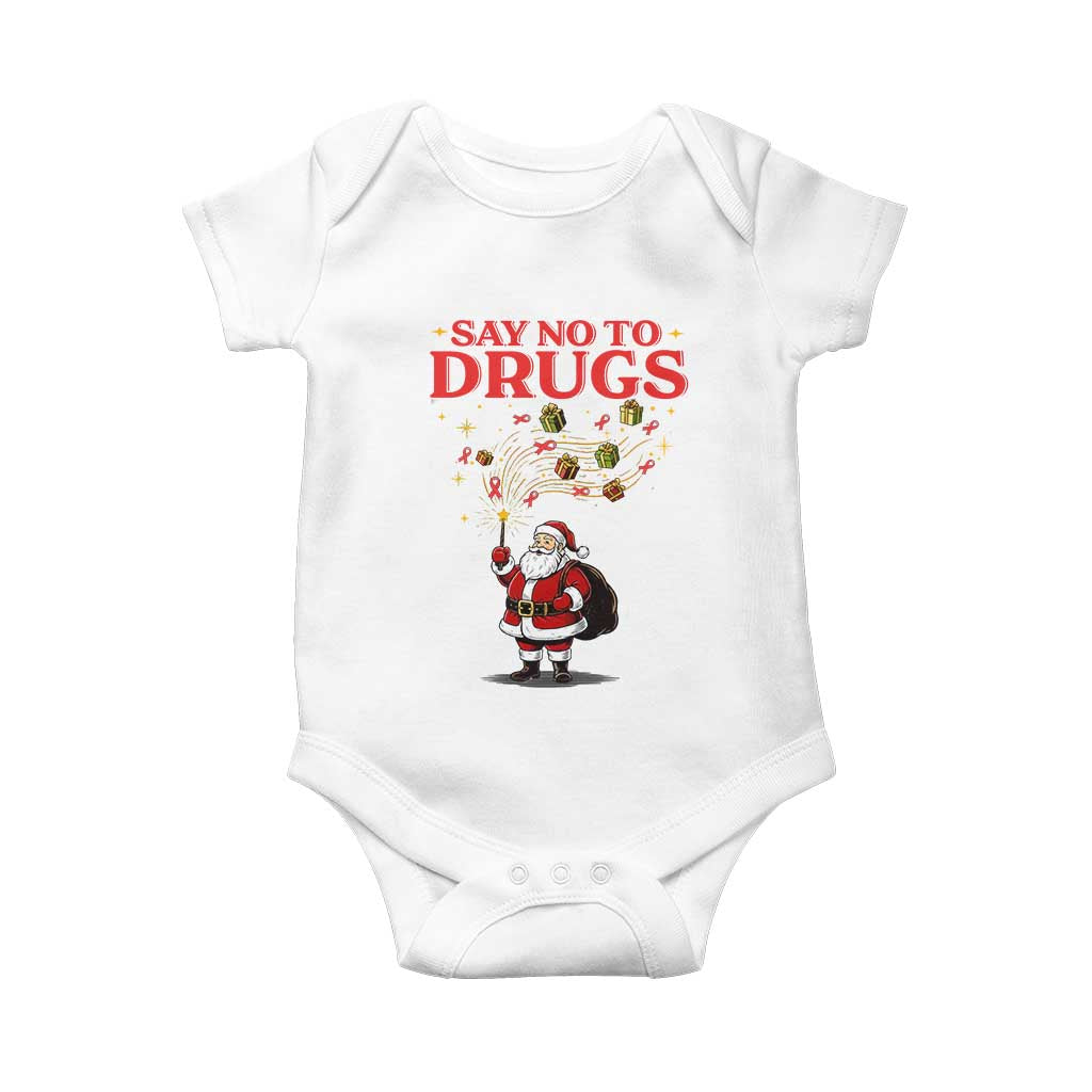 Santa Christmas Baby Onesie AIDS Awwanrness Red Ribbon HIV Support TS14 White Print Your Wear