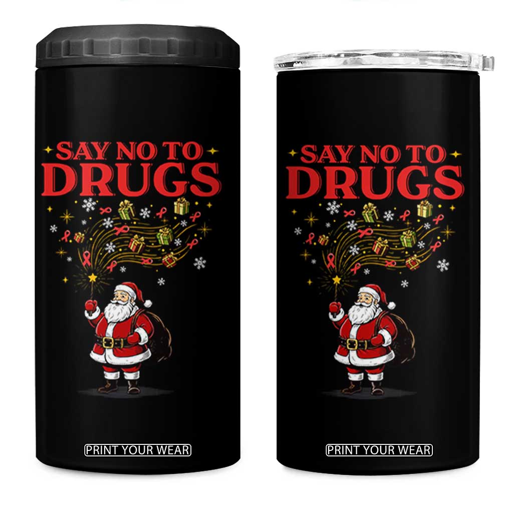 Santa Christmas 4 in 1 Can Cooler Tumbler AIDS Awwanrness Red Ribbon HIV Support TS14 One Size: 16 oz Black Print Your Wear