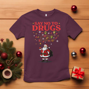 Santa Christmas T Shirt AIDS Awwanrness Red Ribbon HIV Support TS14 Maroon Print Your Wear