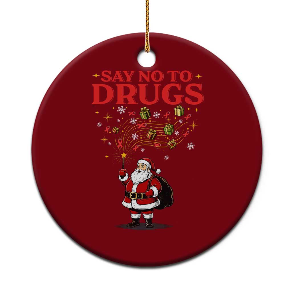 Santa Xmas Ceramic Ornament AIDS Awwanrness Red Ribbon HIV Support TS14 1pc Red Print Your Wear