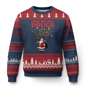 Santa Xmas Ugly Christmas Sweater AIDS Awwanrness Red Ribbon HIV Support TS14 Navy Red Print Your Wear