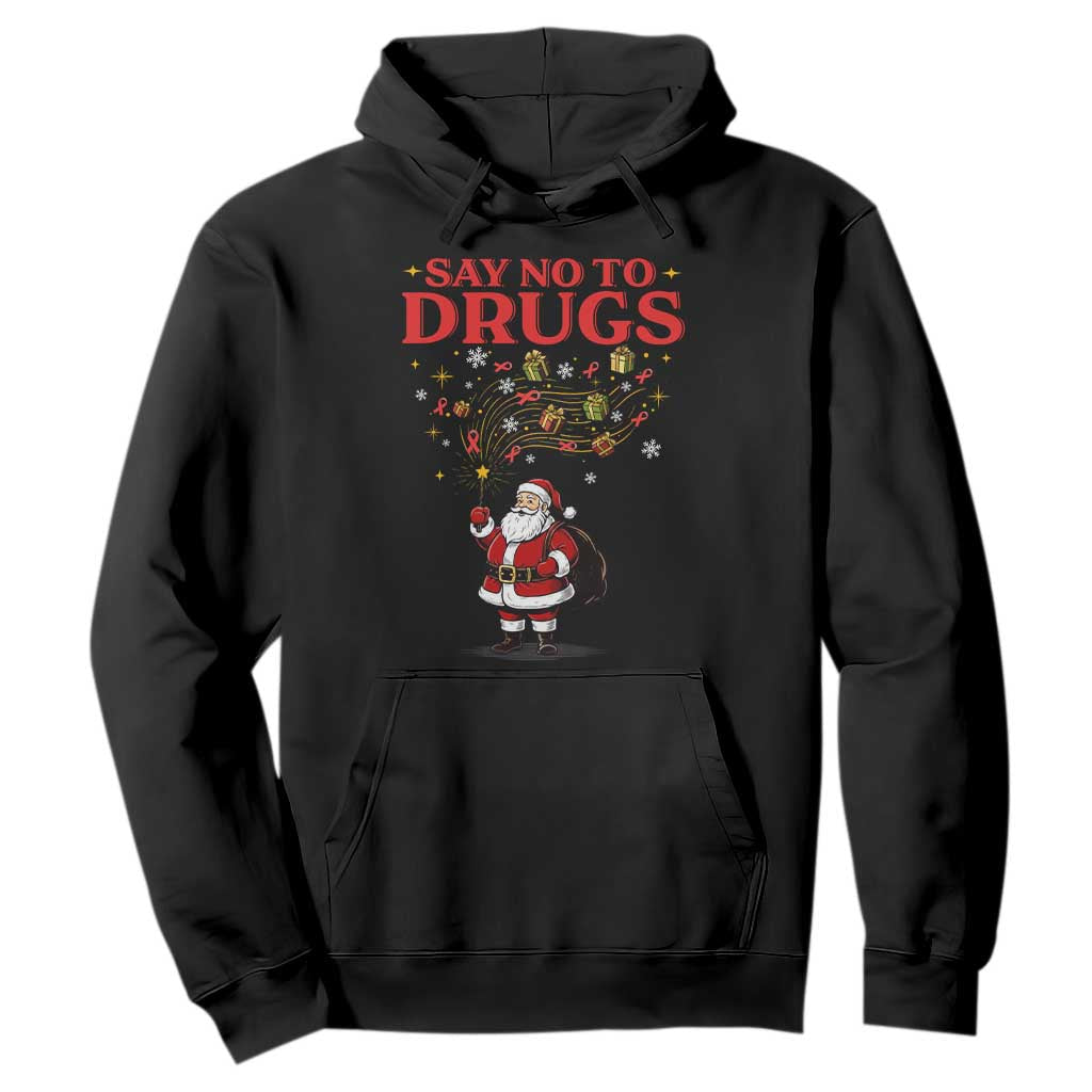 Santa Christmas Hoodie AIDS Awwanrness Red Ribbon HIV Support TS14 Black Print Your Wear