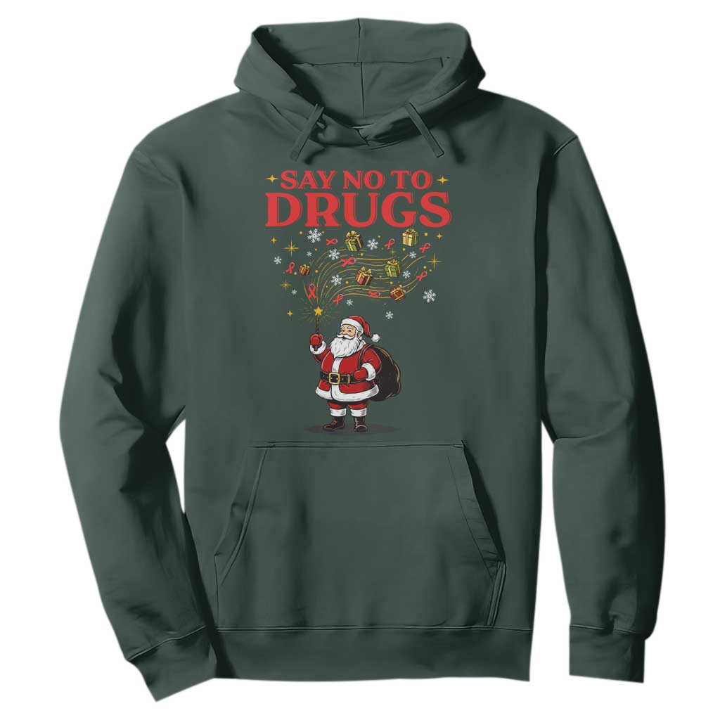 Santa Christmas Hoodie AIDS Awwanrness Red Ribbon HIV Support TS14 Dark Forest Green Print Your Wear