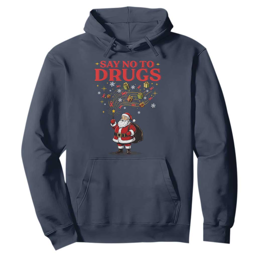 Santa Christmas Hoodie AIDS Awwanrness Red Ribbon HIV Support TS14 Navy Print Your Wear