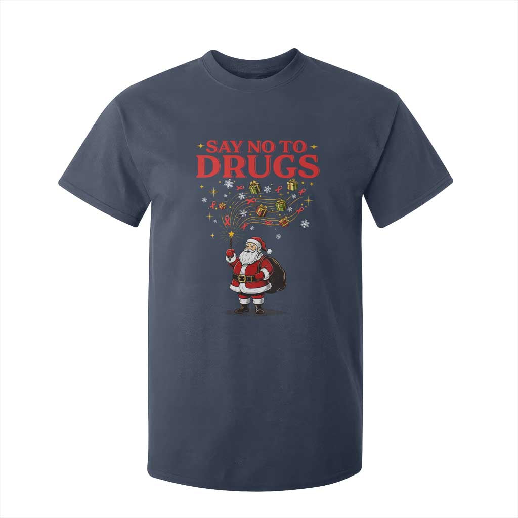 Santa Christmas T Shirt For Kid AIDS Awwanrness Red Ribbon HIV Support TS14 Navy Print Your Wear