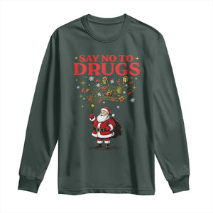 Santa Christmas Long Sleeve Shirt AIDS Awwanrness Red Ribbon HIV Support TS14 Dark Forest Green Print Your Wear