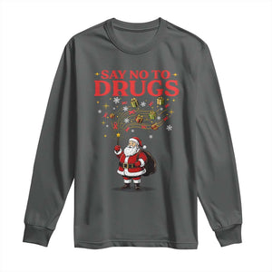 Santa Christmas Long Sleeve Shirt AIDS Awwanrness Red Ribbon HIV Support TS14 Dark Heather Print Your Wear