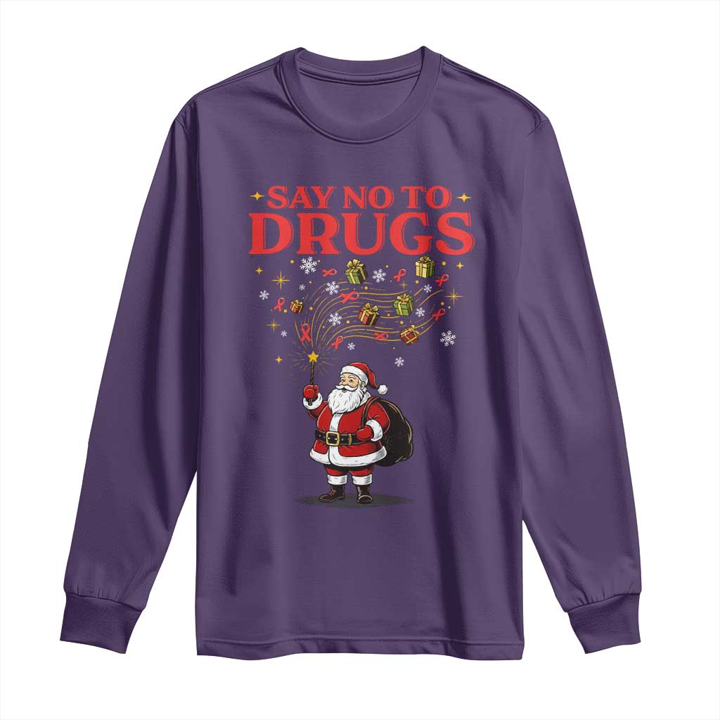 Santa Christmas Long Sleeve Shirt AIDS Awwanrness Red Ribbon HIV Support TS14 Purple Print Your Wear