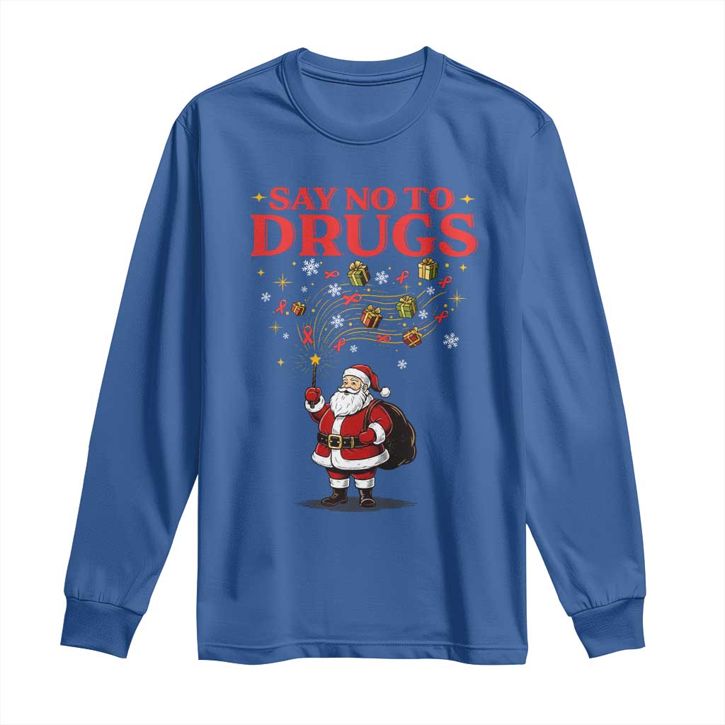 Santa Christmas Long Sleeve Shirt AIDS Awwanrness Red Ribbon HIV Support TS14 Royal Blue Print Your Wear