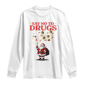Santa Christmas Long Sleeve Shirt AIDS Awwanrness Red Ribbon HIV Support TS14 White Print Your Wear