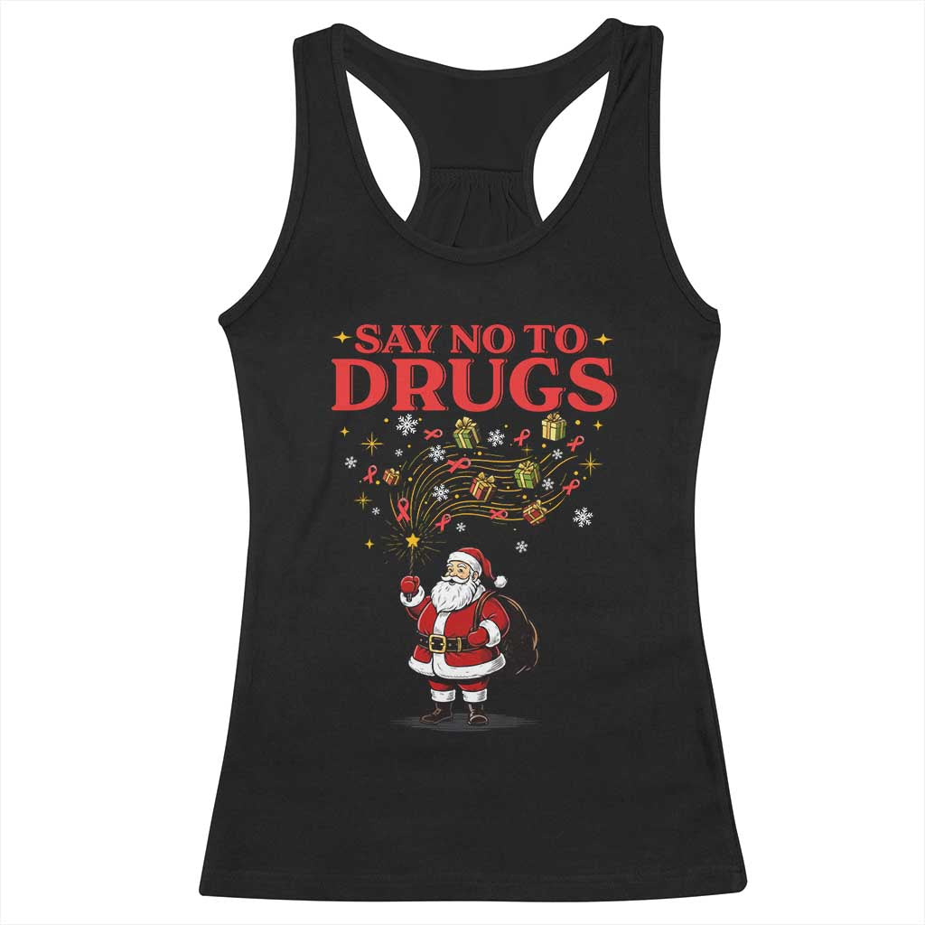 Santa Christmas Racerback Tank Top AIDS Awwanrness Red Ribbon HIV Support TS14 Black Print Your Wear