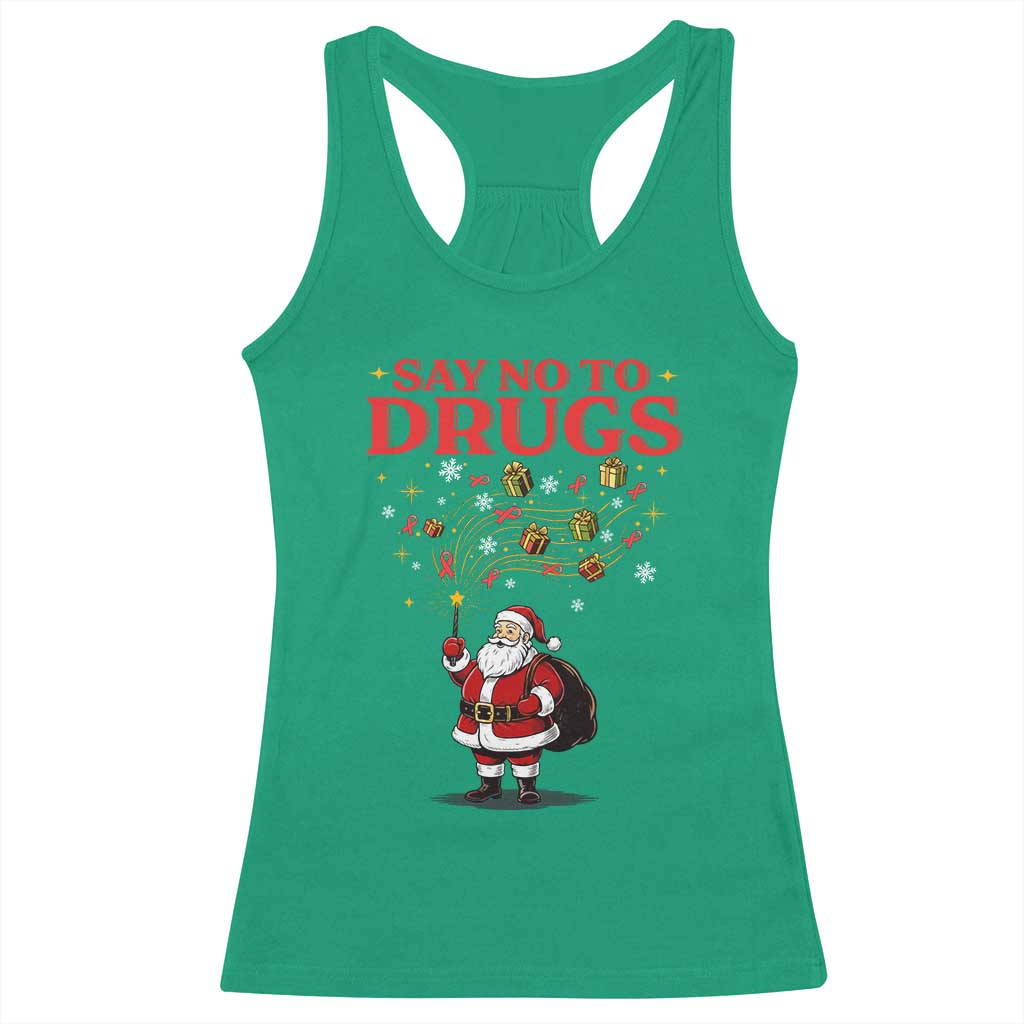 Santa Christmas Racerback Tank Top AIDS Awwanrness Red Ribbon HIV Support TS14 Irish Green Print Your Wear