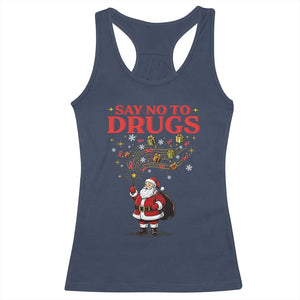 Santa Christmas Racerback Tank Top AIDS Awwanrness Red Ribbon HIV Support TS14 Navy Print Your Wear