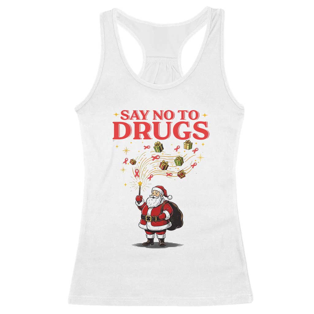 Santa Christmas Racerback Tank Top AIDS Awwanrness Red Ribbon HIV Support TS14 White Print Your Wear