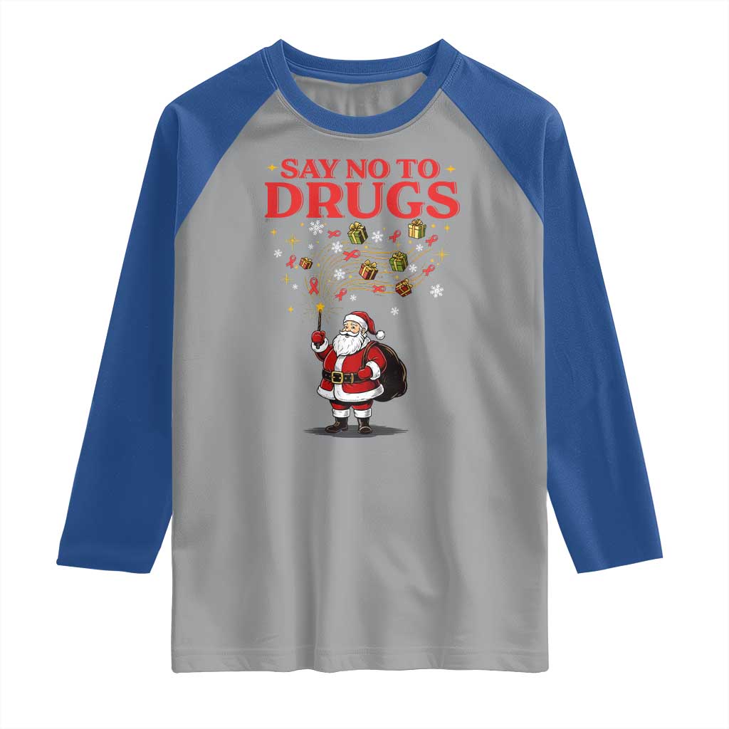 Santa Christmas Raglan Shirt AIDS Awwanrness Red Ribbon HIV Support TS14 Sport Gray Royal Print Your Wear