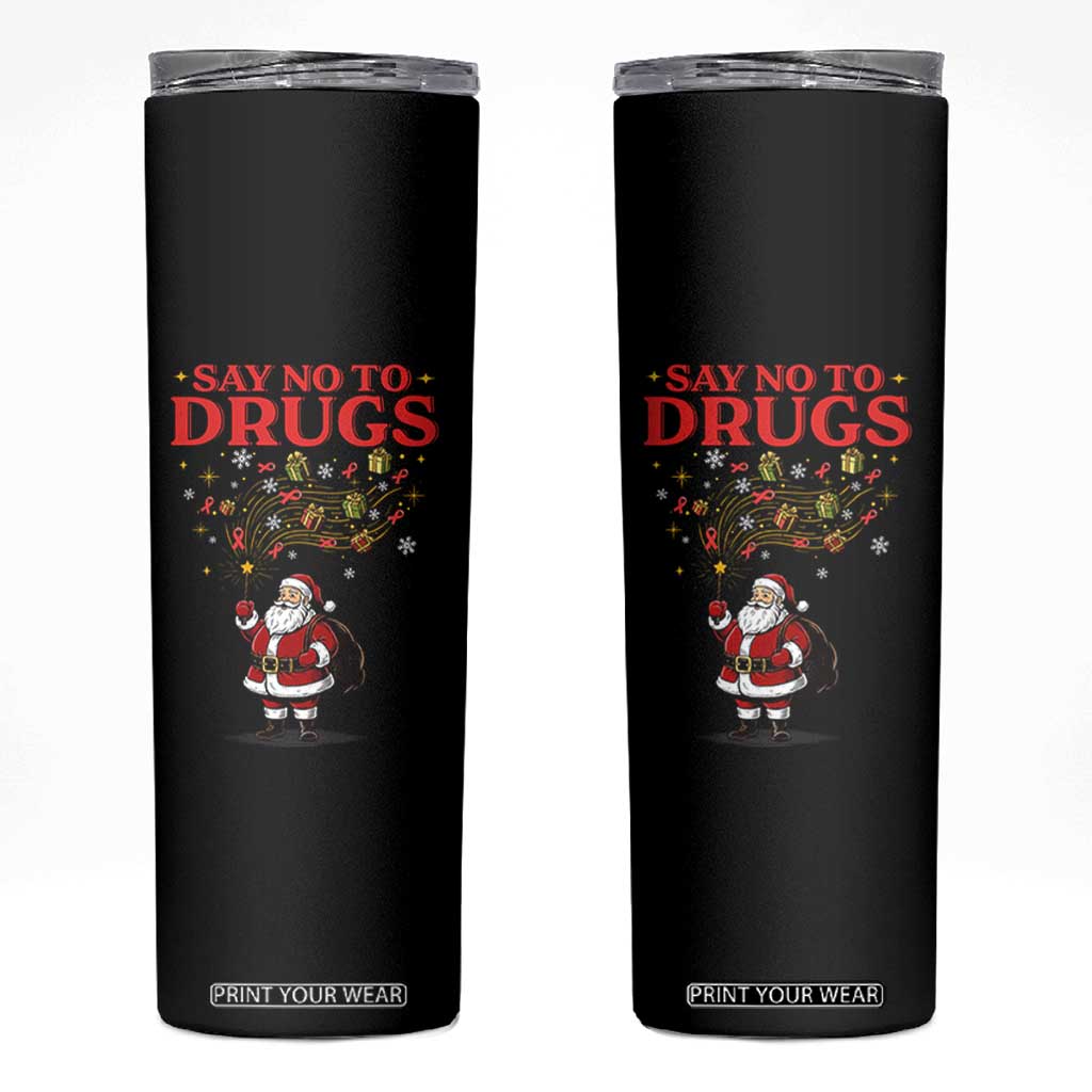 Santa Christmas Skinny Tumbler AIDS Awwanrness Red Ribbon HIV Support TS14 Black Print Your Wear