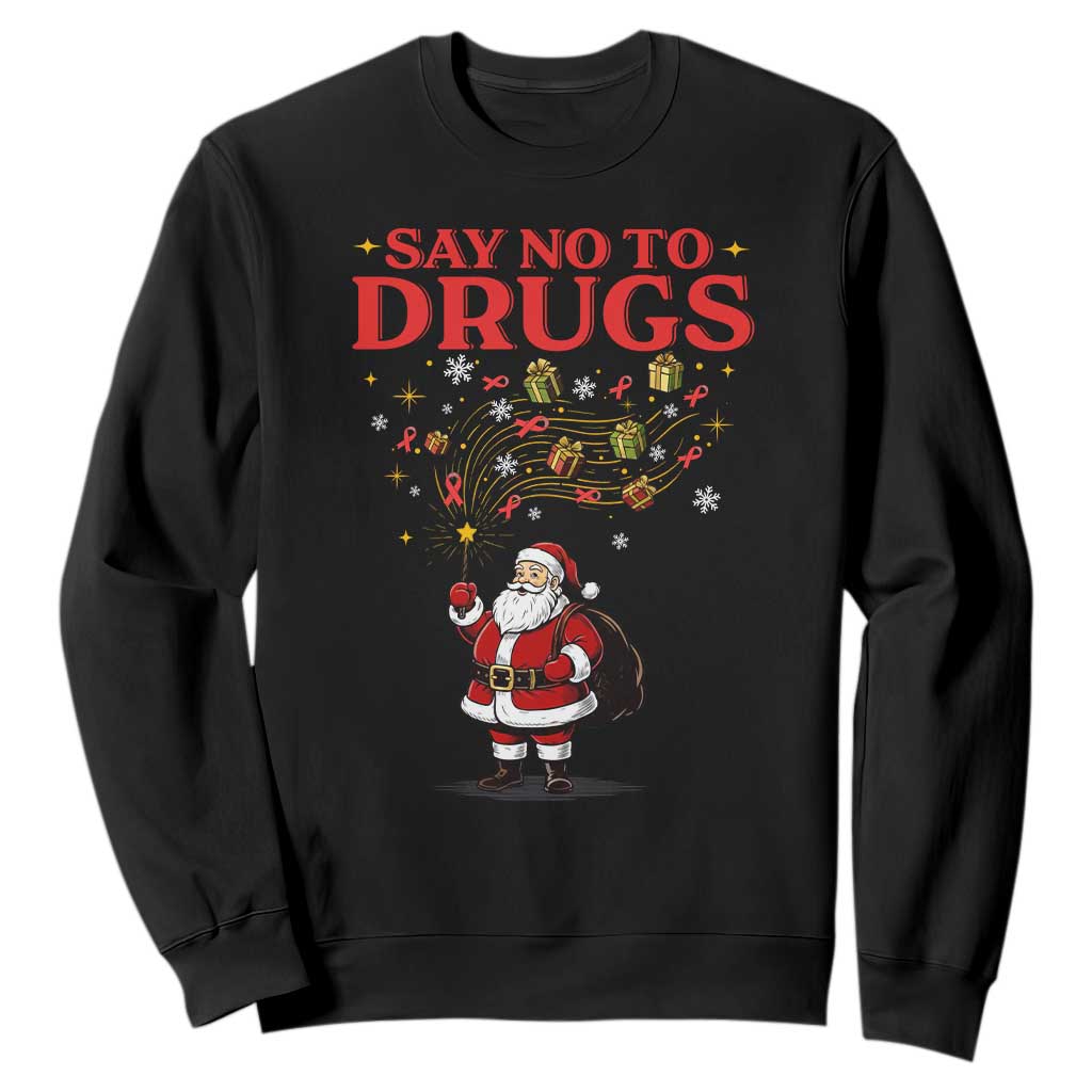 Santa Christmas Sweatshirt AIDS Awwanrness Red Ribbon HIV Support TS14 Black Print Your Wear